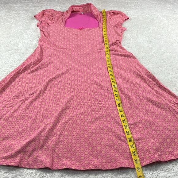 Blutsgseschwister pink and cream patterned a line knit midi dress, XL - Picture 5 of 11